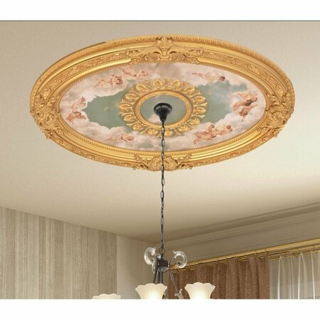 AFD HOME 44 in. Cherubs Sky Oval Chandelier Ceiling Medallion, Multi Color 12020509